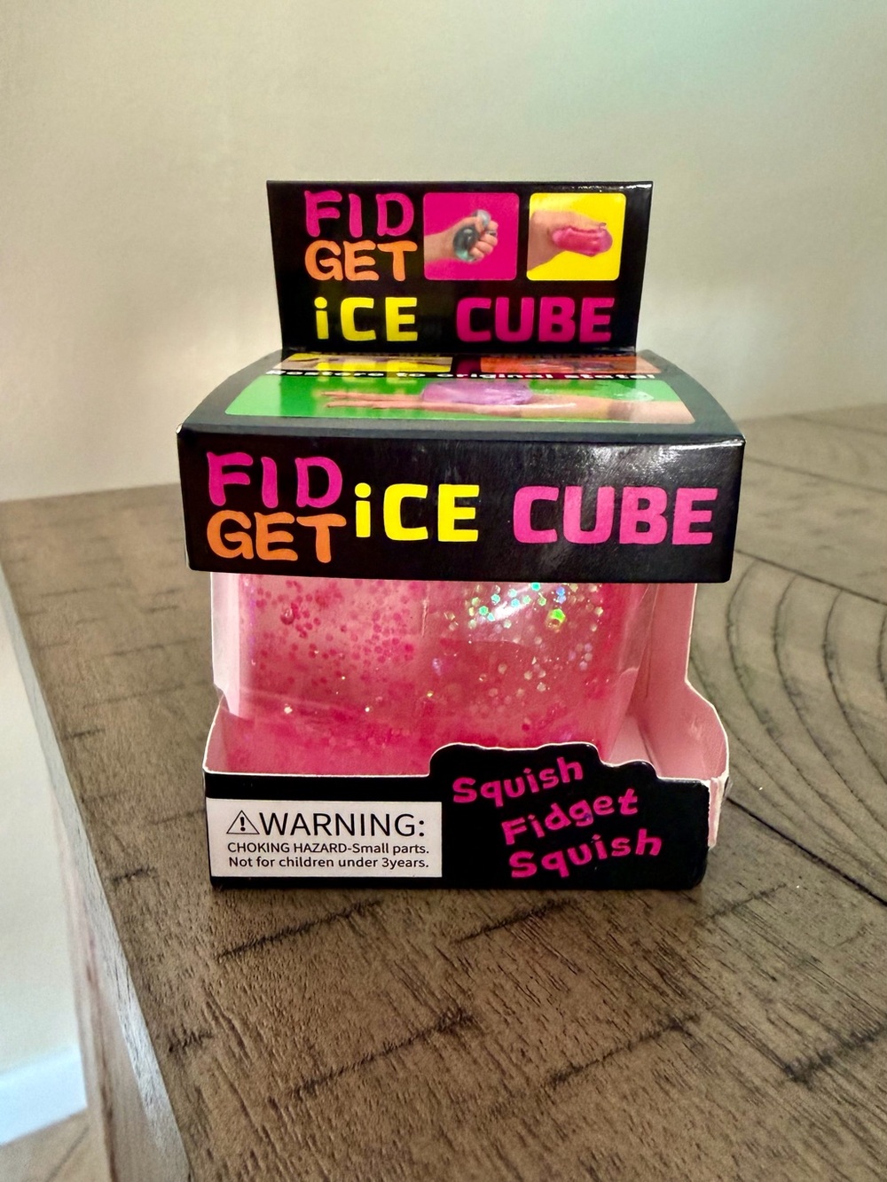 Pink Glitter Fidget Ice Cube Squishy Stress Toy – New in Box